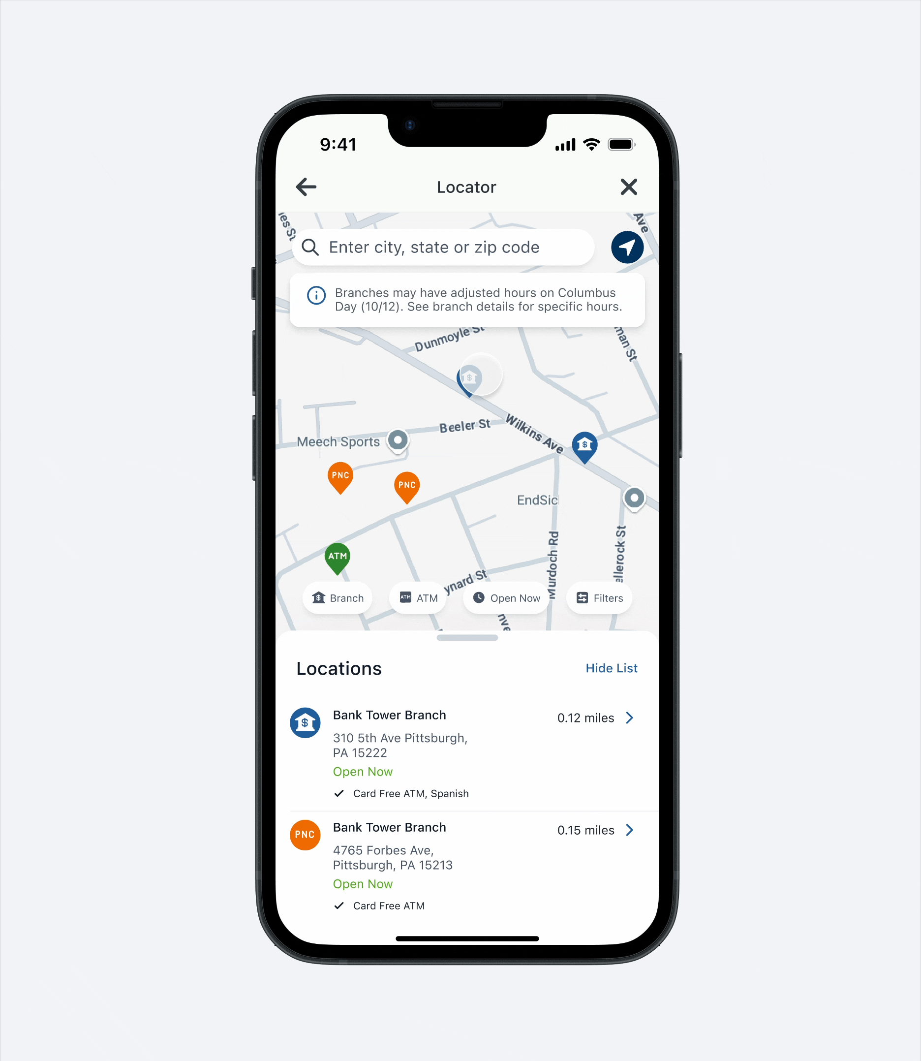 Challenge one: Users struggled to access the location details page because locator features were hidden and scattered (2 of 2)